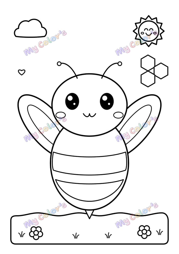 Coloriage L’abeille butineuse à imprimer