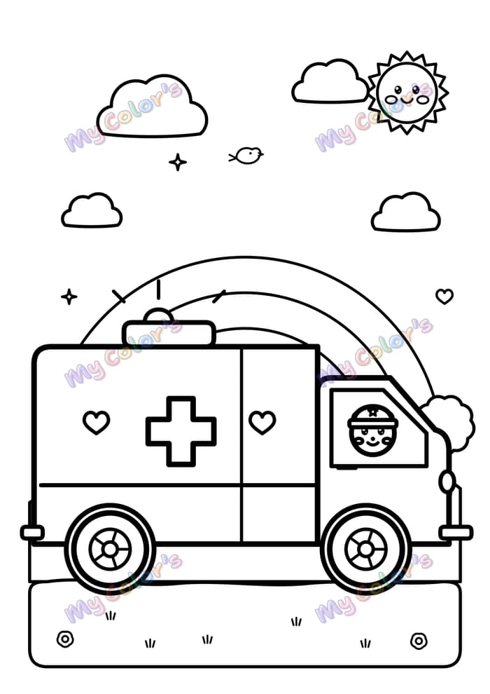 Coloriage L’ambulance à imprimer
