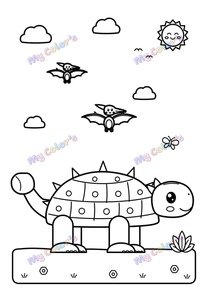 Coloriage L’ankylosaure et sa massue à imprimer