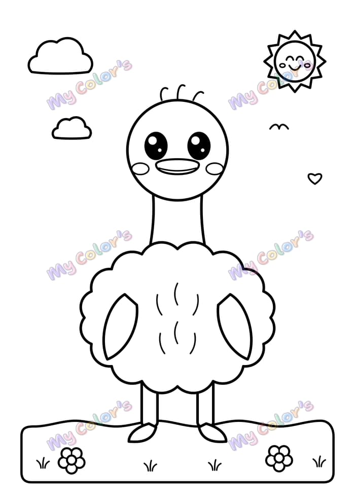 Coloriage L’autruche au long cou à imprimer