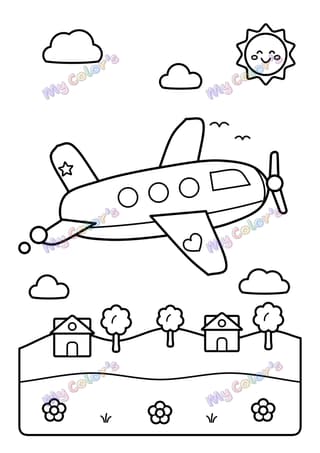 Coloriage L’avion dans les nuages à imprimer