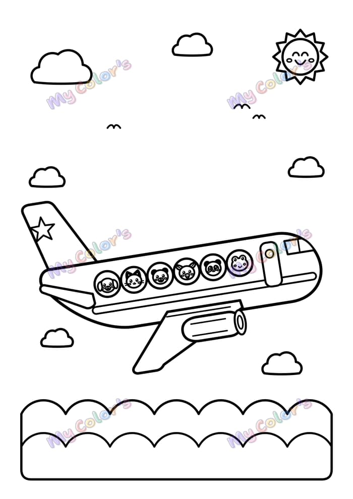 Coloriage L’avion de ligne à imprimer