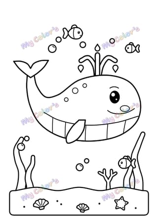 Coloriage La baleine et ses bulles à imprimer