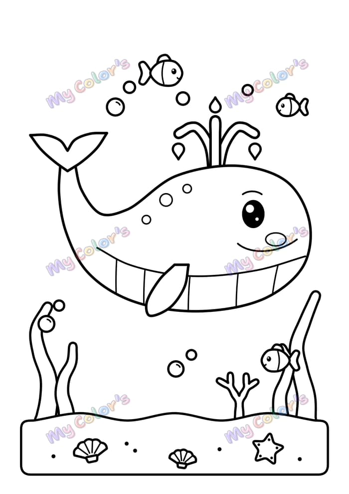 Coloriage La baleine et ses bulles à imprimer