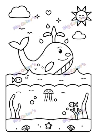 Coloriage La baleine qui saute à imprimer