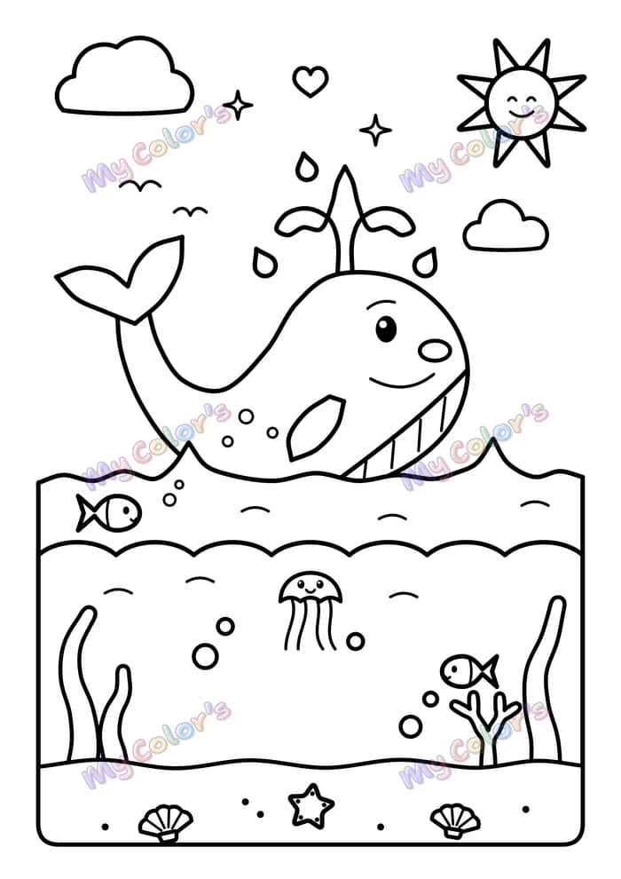 Coloriage La baleine qui saute à imprimer