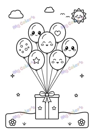 Coloriage Les ballons d’anniversaire à imprimer