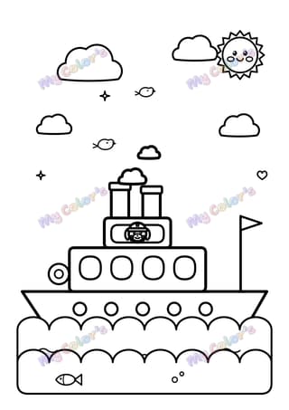 Coloriage Le bateau à vapeur à imprimer