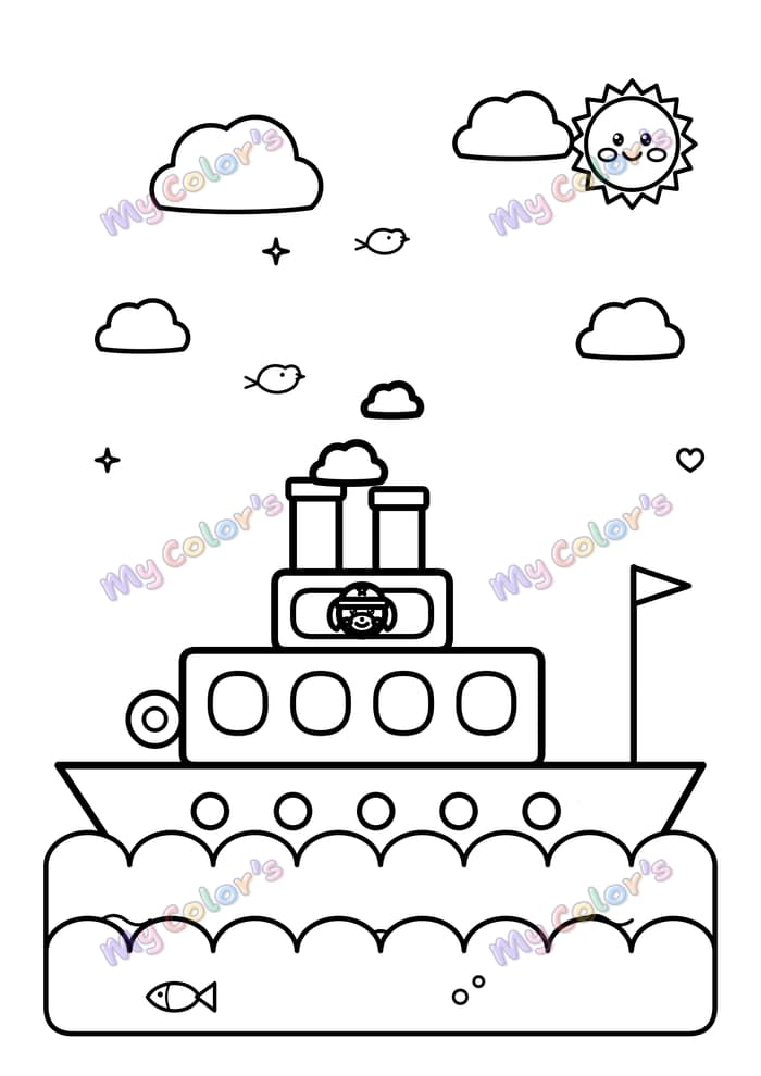 Coloriage Le bateau à vapeur à imprimer