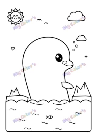 Coloriage Le béluga qui sourit à imprimer