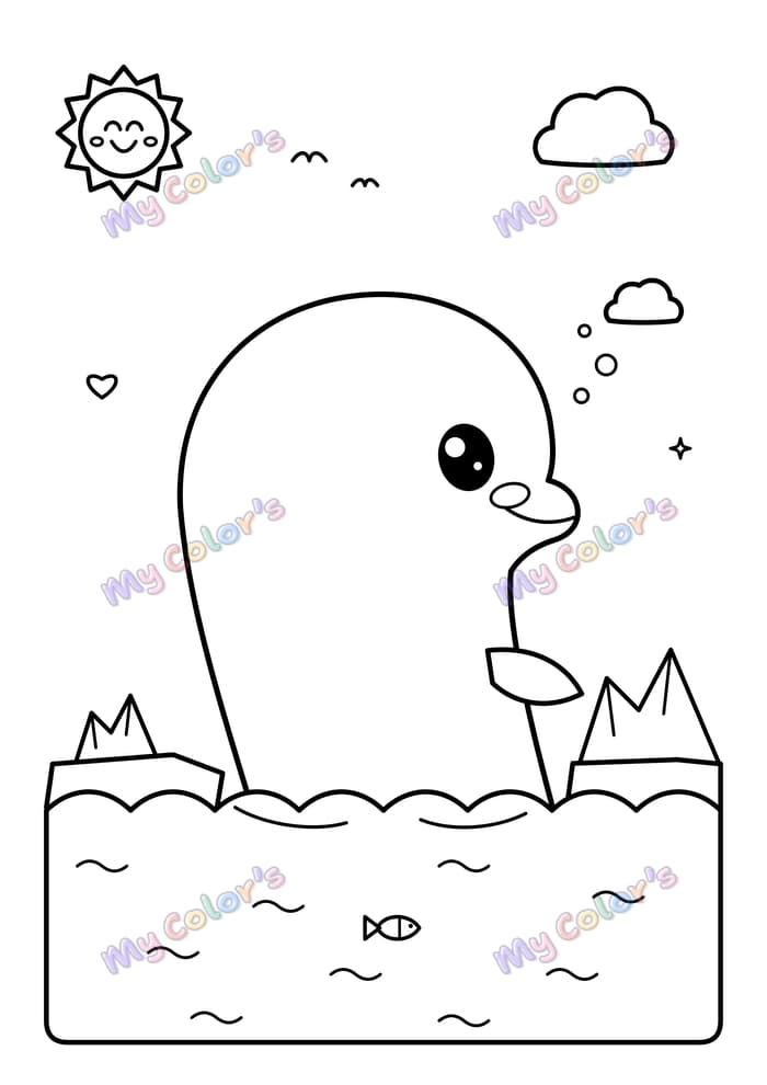 Coloriage Le béluga qui sourit à imprimer