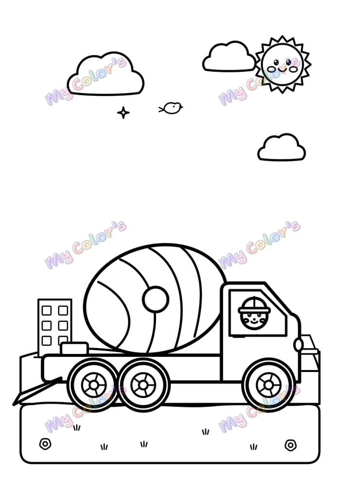 Coloriage La bétonnière à imprimer