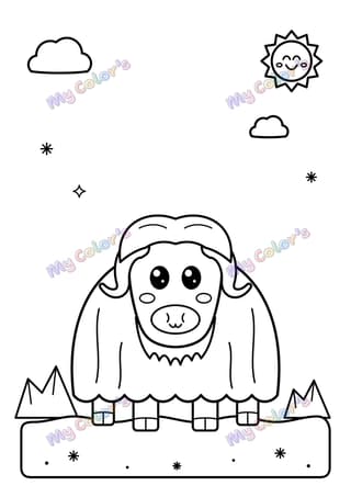 Coloriage Le bœuf musqué tout laineux à imprimer