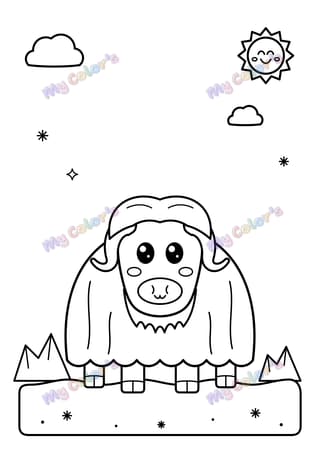 The woolly musk ox printable coloring page