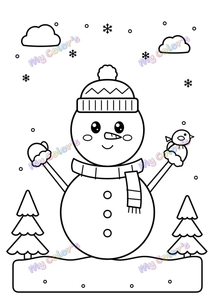 Coloriage Le bonhomme de neige à imprimer