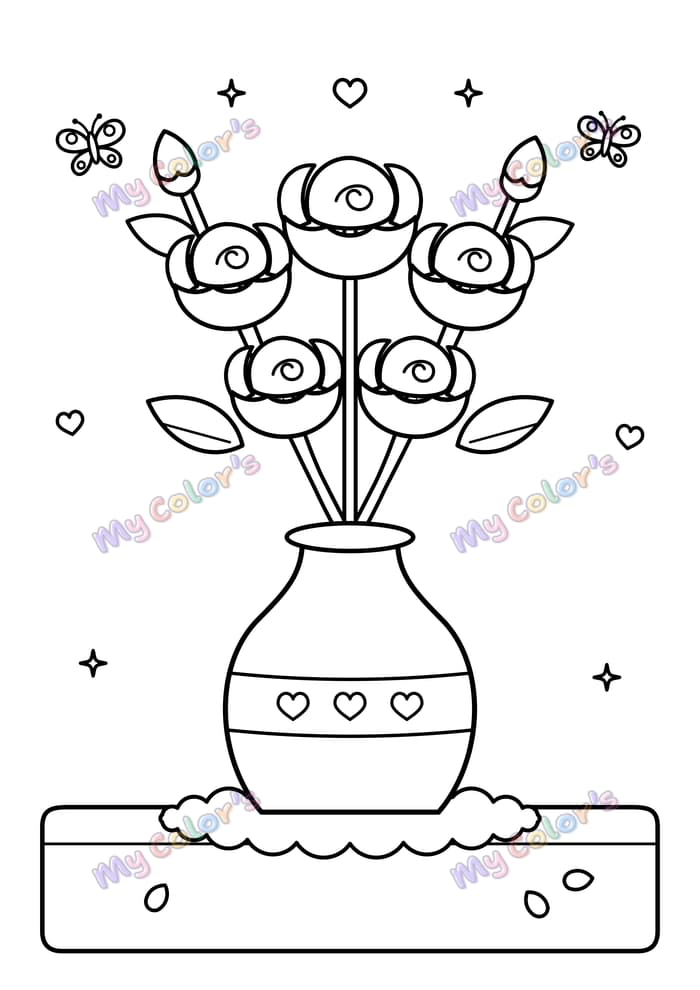 Coloriage Le bouquet de roses à imprimer