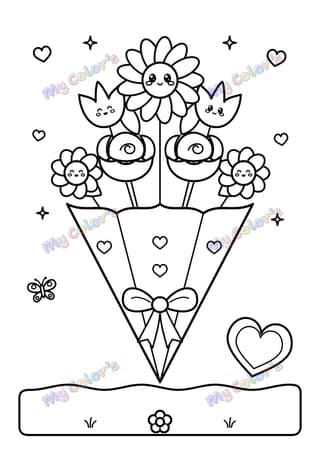 Coloriage Un bouquet pour maman à imprimer