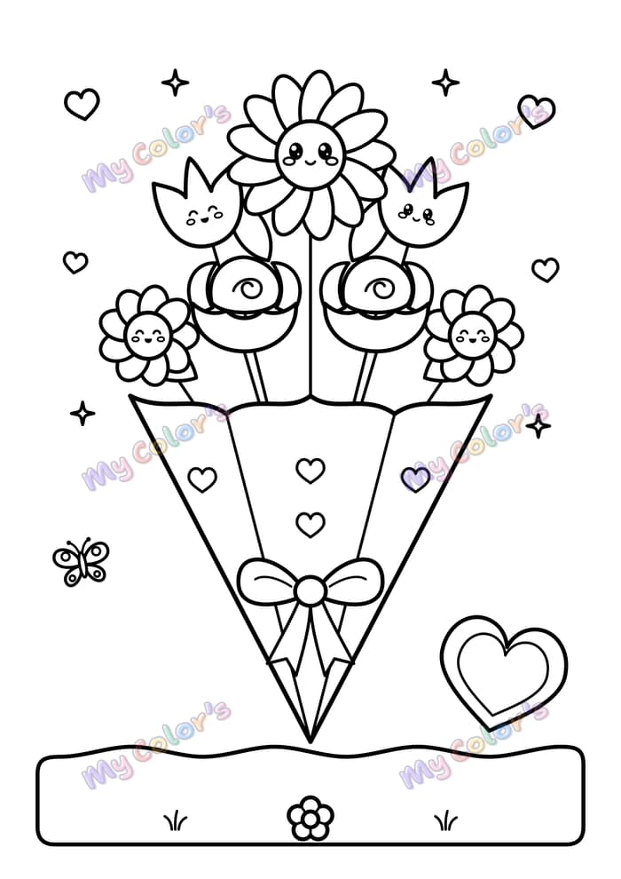 Coloriage Un bouquet pour maman à imprimer