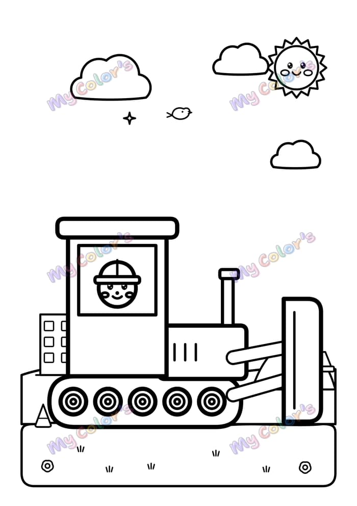 Coloriage Le bulldozer à imprimer