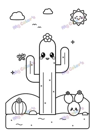 Coloriage Le cactus du désert à imprimer