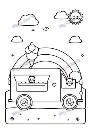 Coloriage Le camion de glaces à imprimer
