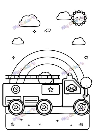 Coloriage Le camion de pompiers à imprimer
