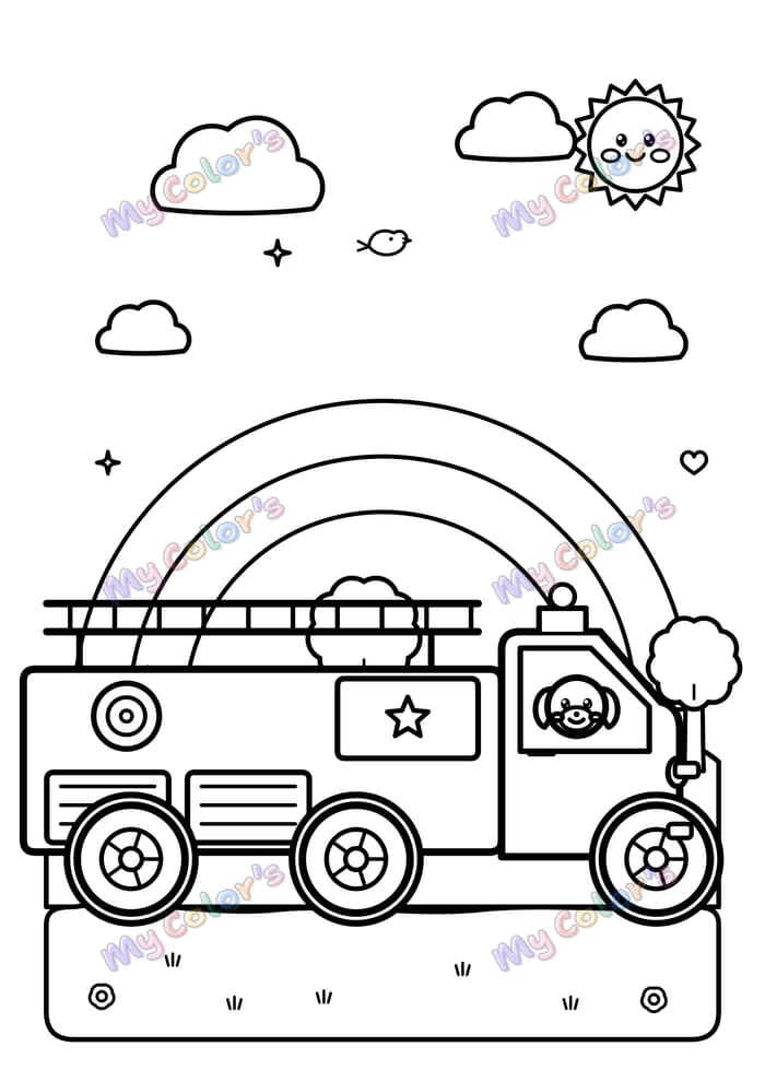 Coloriage Le camion de pompiers à imprimer