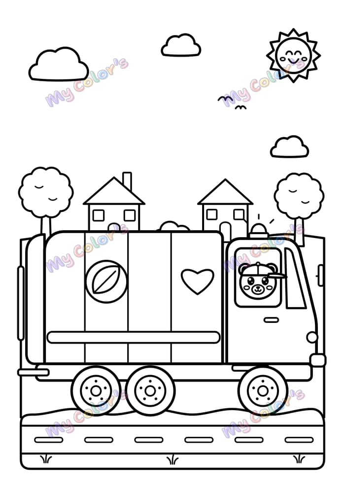 Coloriage Le camion poubelle à imprimer