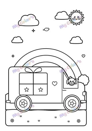 Coloriage La camionnette de livraison à imprimer