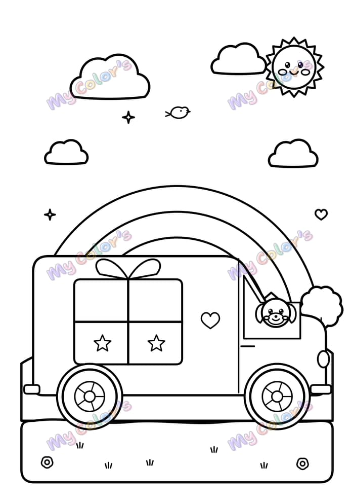 Coloriage La camionnette de livraison à imprimer