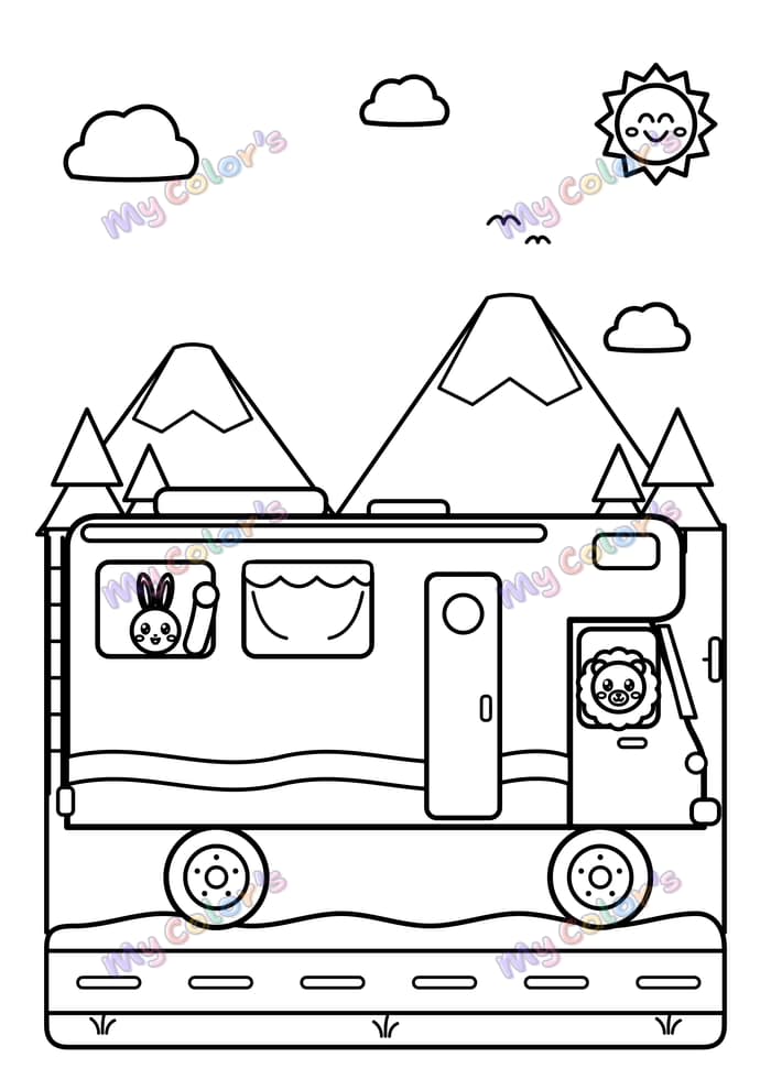 Coloriage Le camping-car à imprimer
