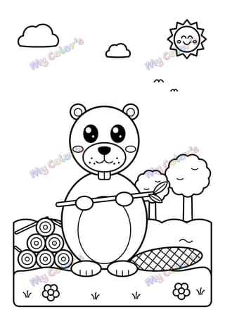 Coloriage Le castor et son barrage à imprimer