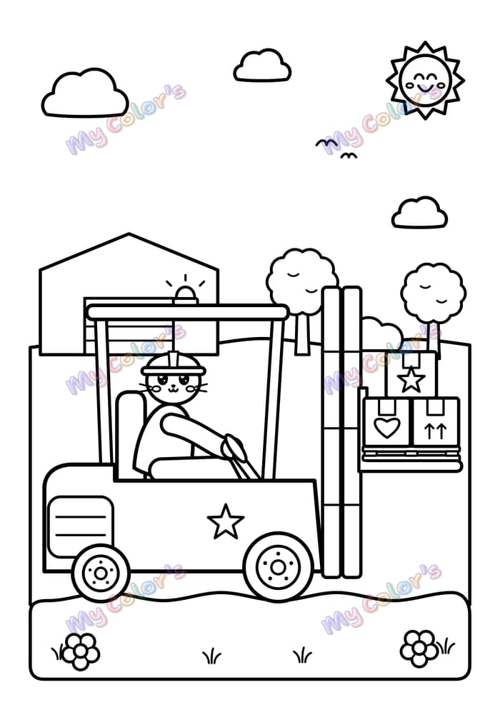 Coloriage Le chariot élévateur à imprimer