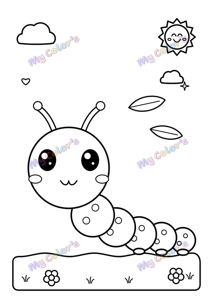 Coloriage La chenille rigolote à imprimer
