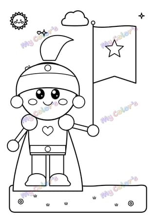 Coloriage Le chevalier porte-bannière à imprimer