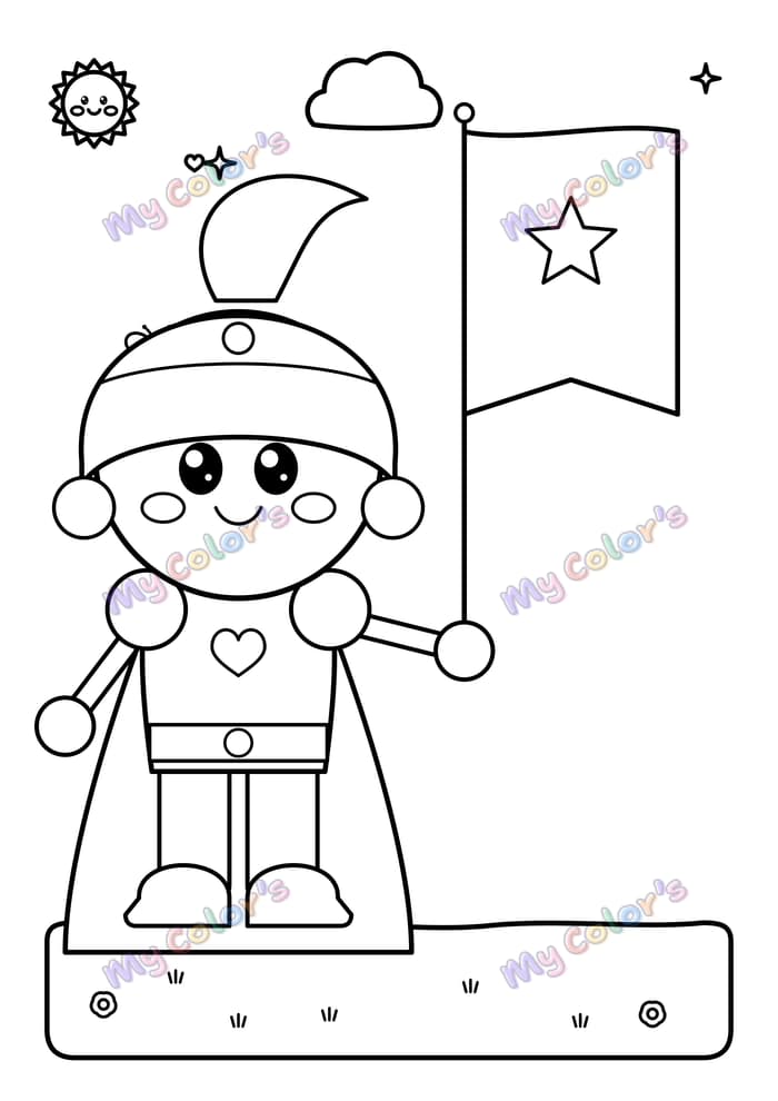 Coloriage Le chevalier porte-bannière à imprimer