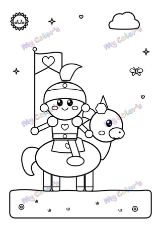 Coloriage Le chevalier sur son cheval à imprimer