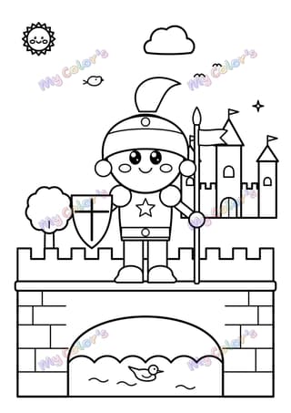 Coloriage Le chevalier qui garde le pont à imprimer