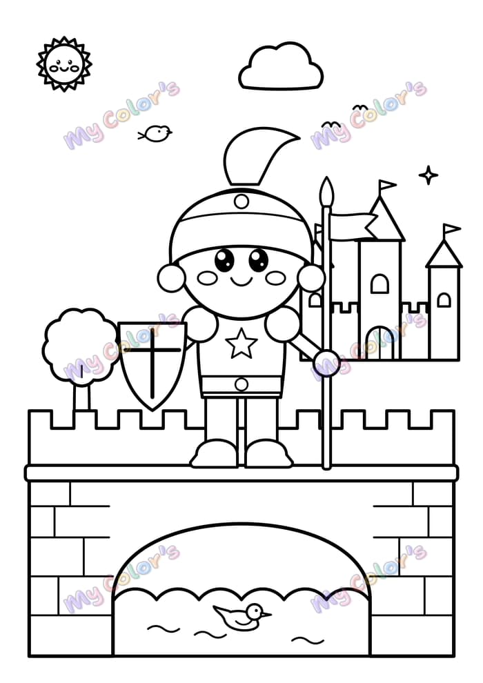 Coloriage Le chevalier qui garde le pont à imprimer