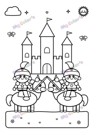 Coloriage La joute des chevaliers à imprimer