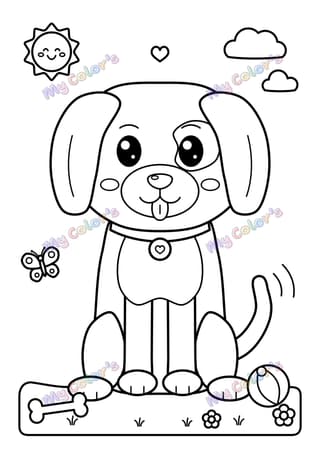 Coloriage Le chiot joueur à imprimer