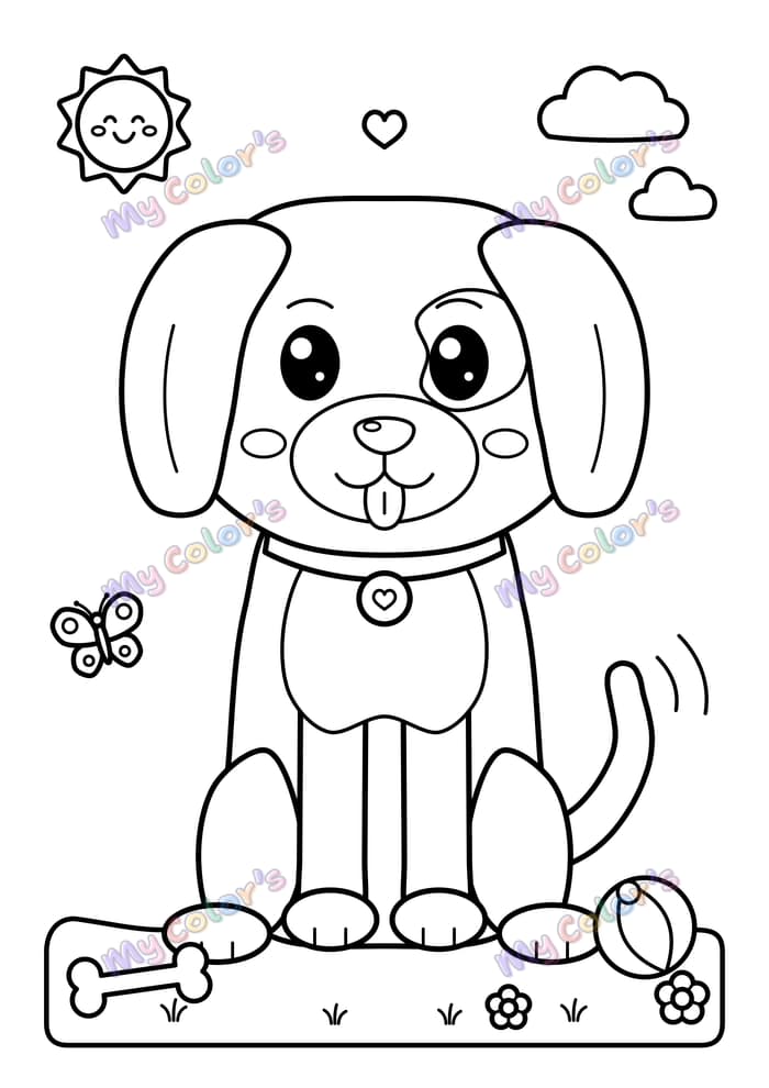 Coloriage Le chiot joueur à imprimer