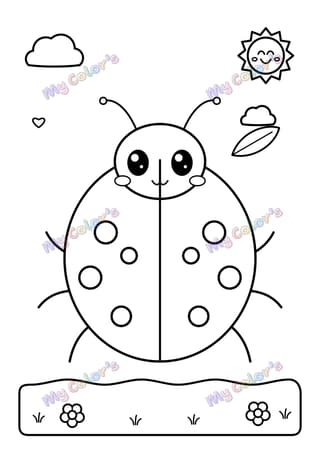 Coloriage La coccinelle à pois à imprimer