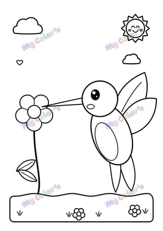 Coloriage Le colibri et sa fleur à imprimer