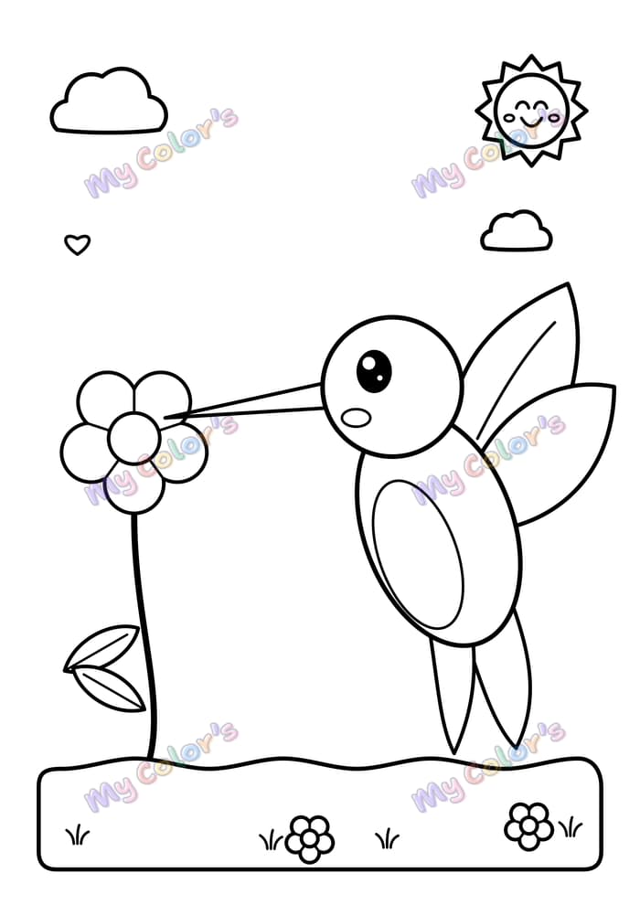 Coloriage Le colibri et sa fleur à imprimer