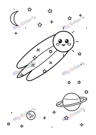 Coloriage La comète souriante à imprimer
