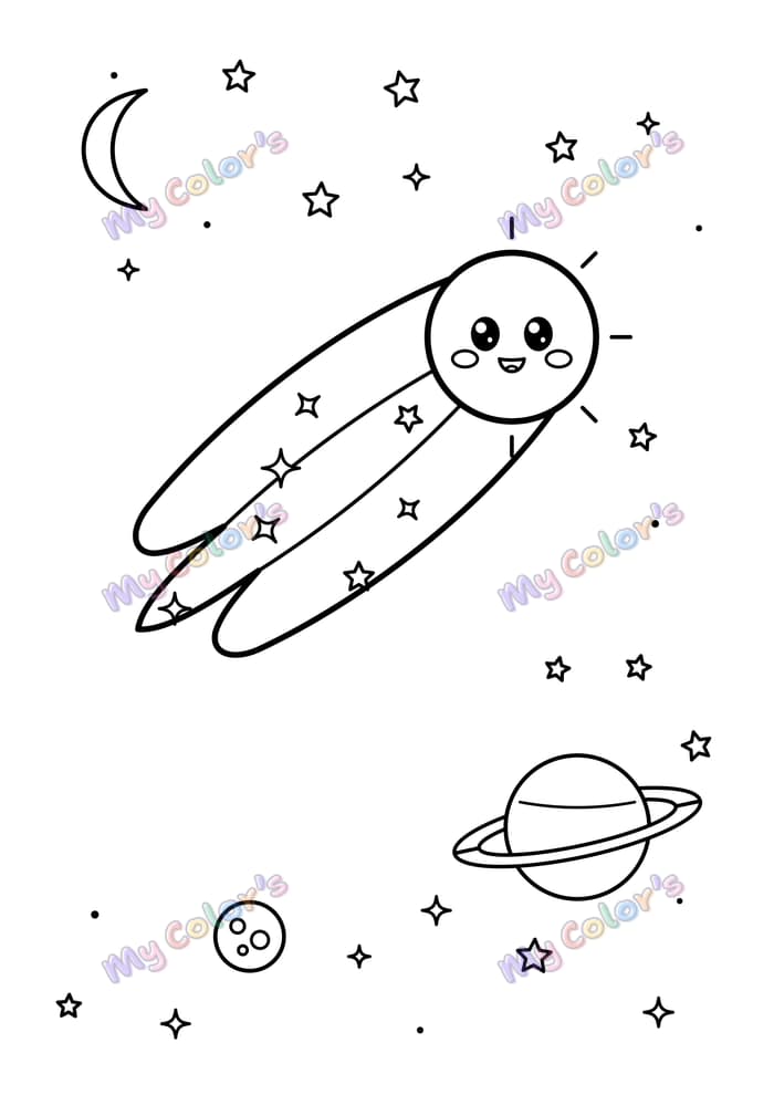 Coloriage La comète souriante à imprimer