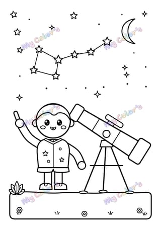 Coloriage La constellation et le télescope à imprimer