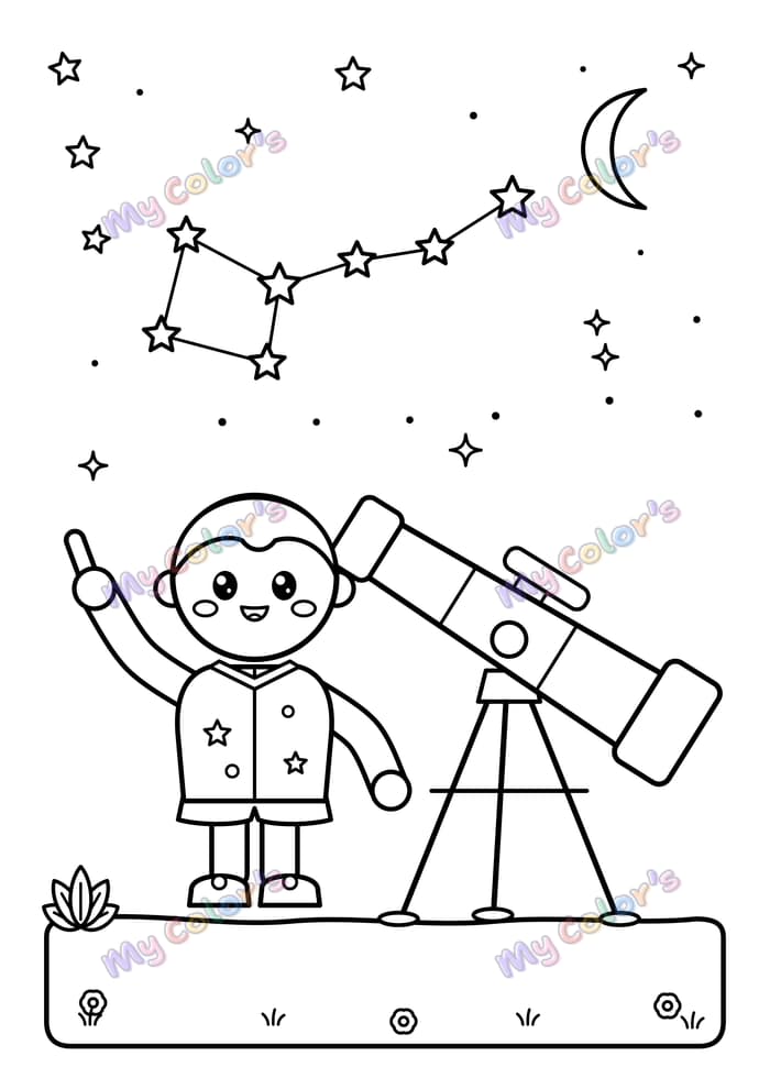 Coloriage La constellation et le télescope à imprimer