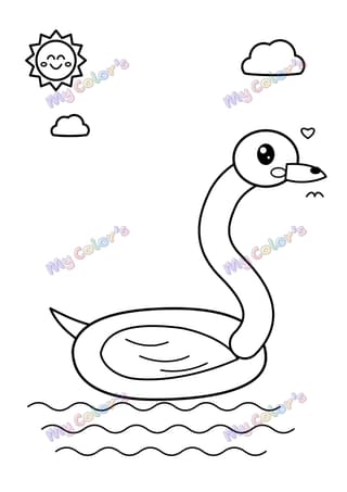 Coloriage Le cygne sur l’eau à imprimer